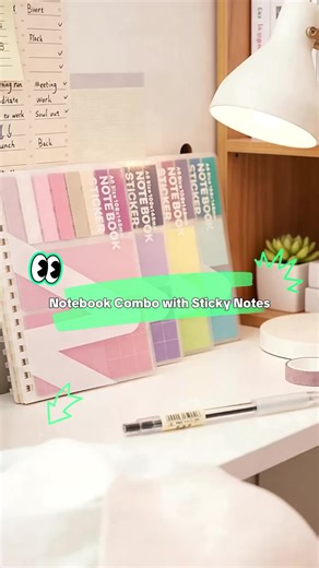 Notebook Combination Pack, Includes 60 Sheets Sticky Notes & Index Tabs, Ideal for School & Office Use, Durable Design #tablet #ipadkid #magneticsticker #lunchboxaccesories #drawerorganisers #storageorganisers #ipadnotes #studytools #luxurystationerybrand #backtoschoolprep