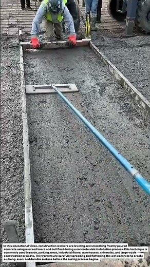 Concrete Slab Leveling and Bull Float Finishing | Professional Concrete Surface Smoothing Technique.