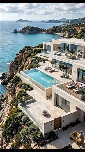Building a Luxury Coastal Cliff Villa From Scratch 🌊🏡 #LuxuryVilla #ConstructionTimelapse