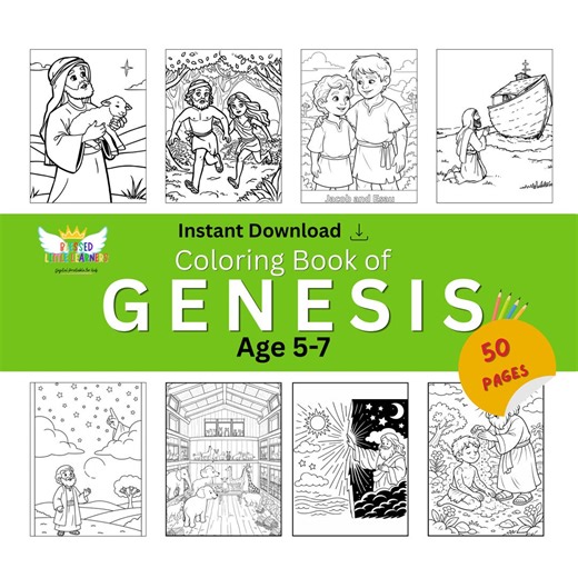 Genesis Coloring Book Printable | Bible Coloring Pages for Kids Ages 5-7 | Old Testament Activities | Sunday School | Christian PDF - Etsy