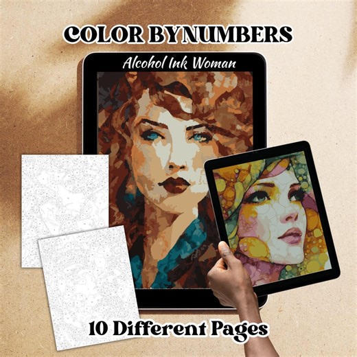 Alcohol Ink Woman Color by Number Pages – Abstract Female Printable & Procreate Coloring Kit (digital Download) - Etsy UK
