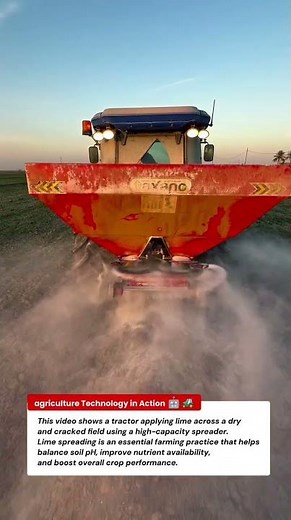 Tractor Lime Spreading for Soil Improvement | Efficient Farm Field Treatment 🚜🌾