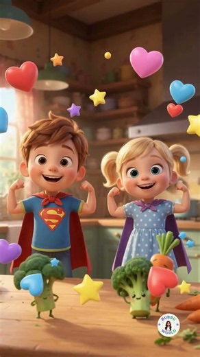 🦸 ♂️🍎 Healthy Food Superhero! 🥦🍌 #bubbuworld #nurseryrhymes #kidsanimation #preschoollearning