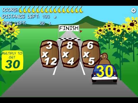Monkey Drive Math Game - Multiples (28-49) Gameplay - Sheppard Software