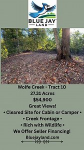 Ready for your own private escape? Check out Tract 10 at Wolfe Creek! 🌳 Own 27.31 acres of stunning Kentucky wilderness for just $54,900. Enjoy your own creek frontage, a cleared spot perfect for a cabin or camper, and panoramic views that never get old. The property is mostly wooded, teeming with wildlife like deer and turkey—ideal for hunters, families who love the outdoors, retirees, or anyone longing for peace and quiet. Located just 15 minutes from Booneville with easy access via a quiet, 