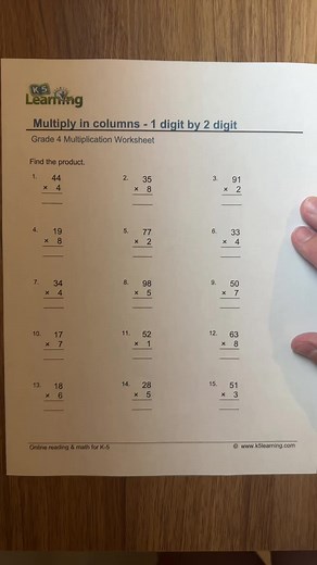 Multiplying 1 Digit by 2 Digits Math Tutorial