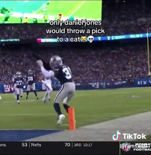 Cat Intercepts Football in Hilarious Daniel Jones Reaction