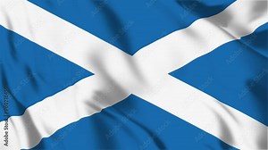 Scotland flag seamless loop animation. The National flag of Scotland is 3d waving Stock Video