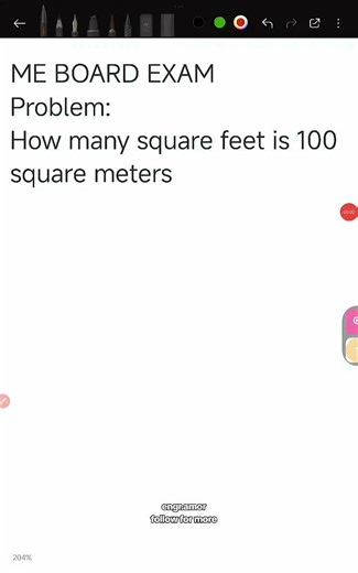 Converting square ft to square meter #engineering #fyp #conversionfactor #algebra