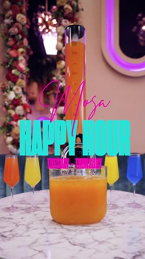 Dive into our Happy Hour specials at Mosa Restaurant & Bar featuring $5 mimosas, our irresistible Mosa Hand Bags for $30, and Mimosa Towers for $40 . Elevate your afternoons with friends and fabulous drinks! 🍹💃 #HappyHourBliss #MosaHappyHour