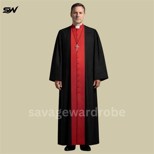 Catholic Priest Cassock With Red Panel | Traditional Clergy Robe | 33 Button Roman Cassock | Church Vestment for Men. - Etsy