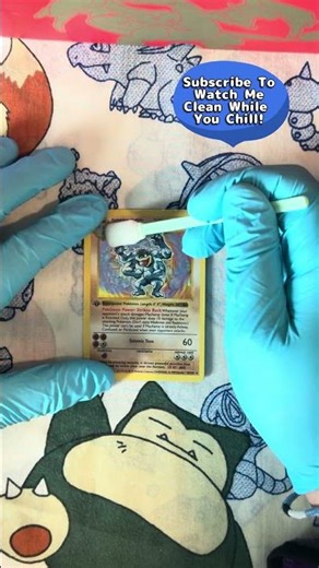 Pokemon Card Shadowless Machamp 1st Edition Cleaning ASMR Short #pokemon #pokemoncards #cantsleep