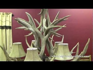 5 Light Mule Deer Antler Chandelier with Shades from LogFurniturePlace.com