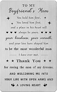 Gezxin To My Boyfriends Mom Gift- Christmas Card Gifts for Boyfriends Mom- Sentimental Boyfriends Mom Birthday Gift Ideas- Meaningful Boyfriends Mom Valentines Mother's Day Xmas Presents