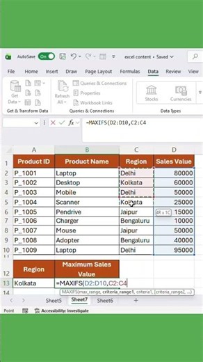 MAXIFS | Find Max based on Criteria | #spreadsheetmagic #exceltips #exceltricks #exceltutorial