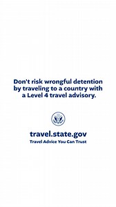No trip is worth your freedom. Ever. Visit travel.state.gov/destination to look up any known security risks for your destination before traveling. | U.S. Department of State: Consular Affairs