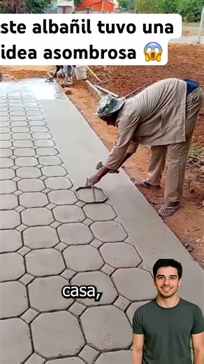 Professional bricklayer creates concrete designs using an iron mold #lifehacks #ideas