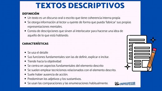 15 características de un texto DESCRIPTIVO - resumen