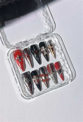 ASMR packing nails ❤️🖤 #nails #nail #pressonnails #fakenails #pack | nails asmr