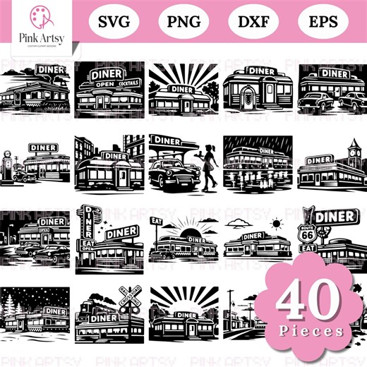 Retro Diner SVG Clipart Bundle | 1950s American Restaurant Designs (digital Download) - Etsy