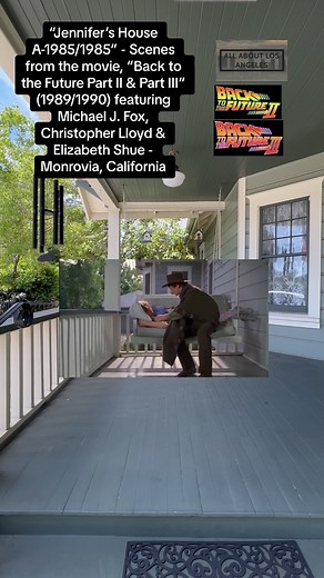 Jennifer’s House A-1985/1985” - Scenes from the movie, “Back to the Future Part II & Part III” (1989/1990) featuring Michael J. Fox, Christopher Lloyd & Elizabeth Shue - Monrovia, California - 1989. @backtothefuturetrilogy @realmikejfox - Find out MORE at AllAboutLosAngeles.com | All About Los Angeles