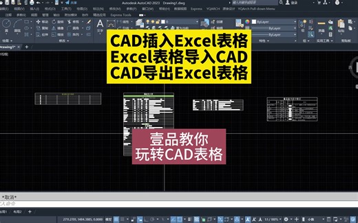 CAD插入Excel表格！Excel表格导入CAD！CAD导出Excel表格！壹品室内设计培训教你玩转CAD表格