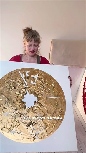 Beauty Spot is a really important painting for me. I was gaining so much more confidence in my self as a person and as an artist, and this is really about that It’s about a boldness, a confidence. It’s oil paint but then I’ve coated and painted over the thick oil paint with a gold medium so it js very shiny. It is representative of, and tries to bring in, the divine and a sense of power from the goddess. It’s really about a womanly confidence - a confidence that I hadn’t really had before. I wil