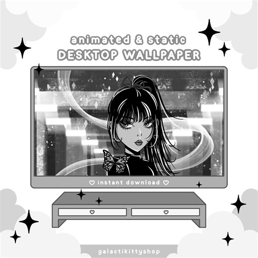 Anime Goth Girl Desktop Wallpaper: Animated & Static (digital Download) - Etsy