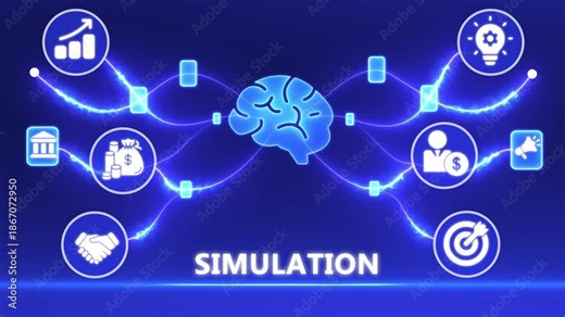 Advanced Digital Simulation and Predictive Data Modeling in Technology Network Animation Stock Video