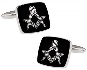 [Hot Item] Black Masonic Compass & Set Gold Cufflinks