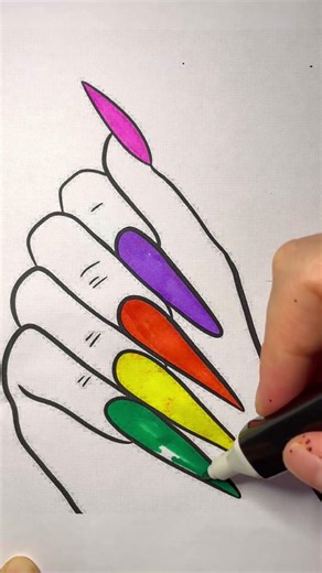 🌈Rainbow Nails 💅😍 #trending #art #color #drawing