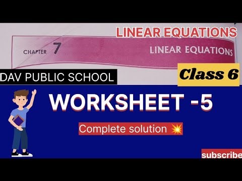 |DAV class 6 Maths chapter 7| Class 6 ch Linear Equations worksheet 5|📚💯🔥