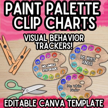 Paint Palette Clip Chart | Editable Canva Template Behavior Tracker