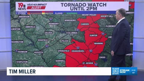 Monday's latest severe weather update for South Carolina at 11:30 a.m.