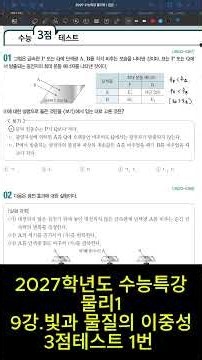 2027학년도 수능특강 물리1 9강.빛과 물질의 이중성 3점테스트 1번 문제 #물리1#광전효과#물질파 파장