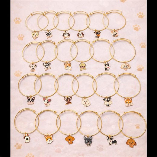Gold-tone Dog Charm Bangle – Adjustable Puppy Bracelet – Dog Lover Jewelry - Etsy