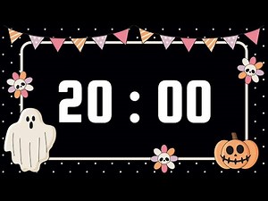 20 Minute Timer | With Alarm Bell & No Music | Spooky Cute Halloween Theme 👻🎃