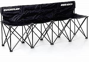 QUICKPLAY PRO Portable Folding Bench – Available in 4, 6, and 9 Seats & 6-Seat Shelter | Heavy-Duty, Fast Set-Up Seating for Sports, Camping, and Outdoor Activities