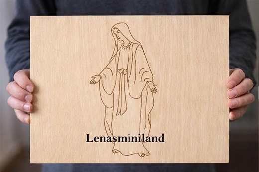 Laser Engraving Virgin Mary Line Art File, Madona Christian Wall Decor - Etsy