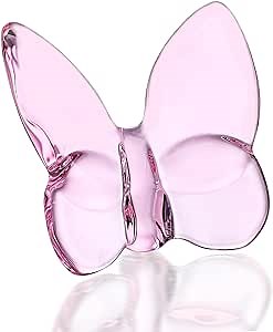 kanpura Pink Crystal Butterfly Figurine, Glass Flying Butterfly Figurine | 1 Piece Glass Butterfly Ornament, Crystal Collectible for Butterfly Enthusiasts and Collectors