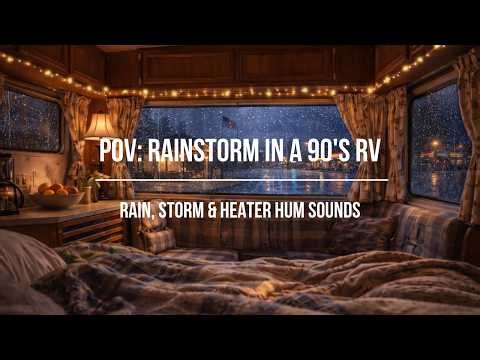 POV: Storm in a 90's RV at a Roadside Rest Stop | 5 Hour Rain Ambience