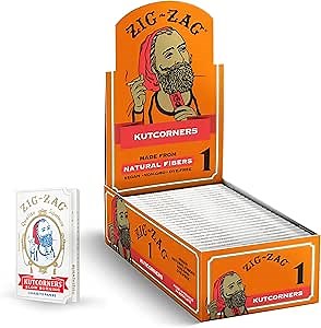 ZIG-ZAG Rolling Papers Original Kutcorner - 70mm - 24 Pack - Easy to Use, Natural Gum Arabic, Slow Burning