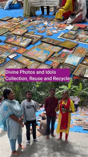 Vasuki Iyengar - DIY Composting Guy on Instagram: "Dr Shanthi Tummala @shanthitummala explains what it takes to run a program to collect old photos, laminated photos and idols and ensure that it reaches the right destination. 1. We need a eco conscious temple trustees who allow us to run a program for 4 hours to 6 hours in two months 2. We need a dry waste collection center where these photos can be stored for few days, dismantle with the help of volunteers or paid staff funded by donations and 