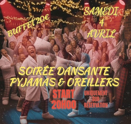RÉSERVATIONS :⤵️ https://chez-foine.reservio.com/booking À vos agendas les z'amis, cette soirée, une première chez FOINE (une de vos demandes, une de plus 😉, exaucée☺) promet une ambiance garantie. Danser et chanter en pyjama... Une vraie sensation de liberté... 🤗 Ne tardez pas à réserver, cette soirée et vous vous en doutez, est limitée en place. Après clôture des réservations, cet événement qui nous promet fous rires et bienveillance n'acceptera pas dautres personnes extérieures. En vue des 