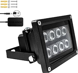 JC IR Illuminator 8-Led Infrared Light Wide Angle with Power Adapter for Security Camera System and VRS
