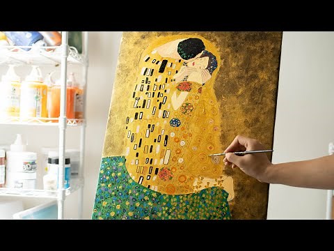 Gustav Klimt - The Kiss (1907) Acrylic Painting / Easy Tutorial