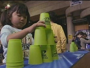 Blisteringly fast hands at Japan's Sport Stacking Championships