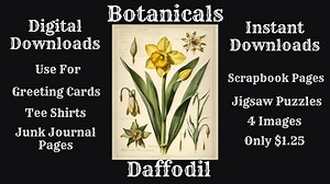 Botanicals: Daffodil. Digital Downloads for Cards, Puzzles, Wrapping Paper, Junk Journals, Book Covers. Sell What You Make. - Etsy UK