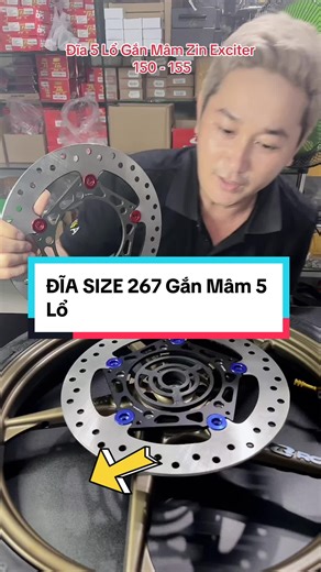 Đĩa Size 267 Gắn Mâm 5 Lỗ Cho Exciter 150