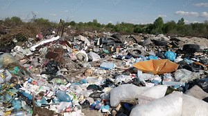 Littered landscape, Waste foam, Garbage issue. Land, buried under mountains garbage, reflects grave environmental neglect, urging swift change waste disposal strategies.